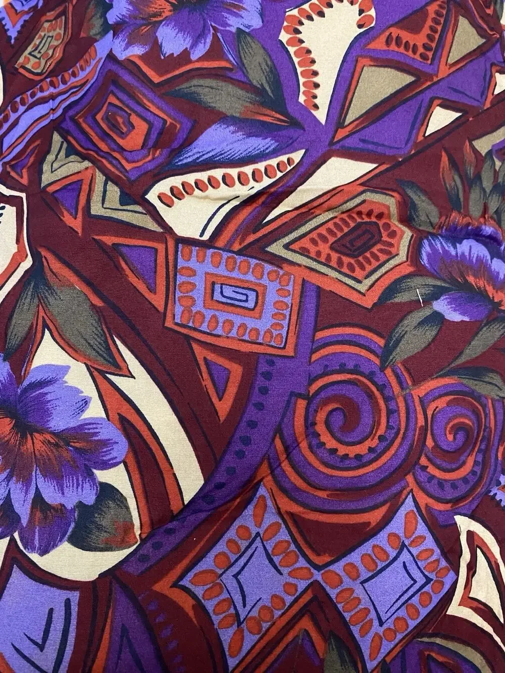 Vintage Jersey Knit Fabric Abstract Floral Jewel Tones 56
